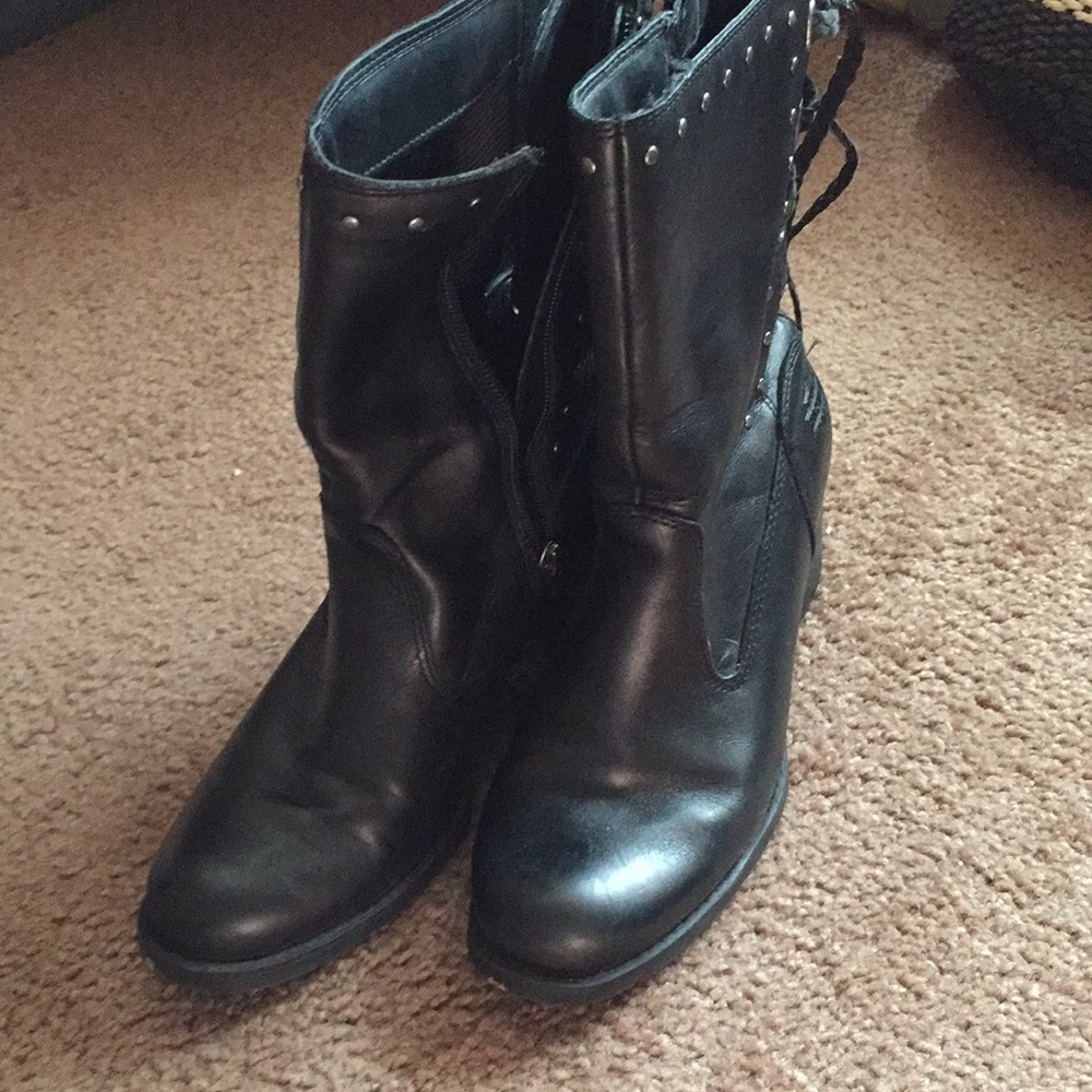 Harley Davidson lace up zipper boots